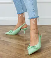 marka niezdefiniowana Green low-heeled pumps with a bow Berlona