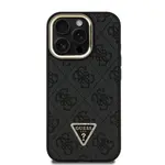Zadní kryt Guess PU 4G Strass Triangle Logo Stand Camera Frame MagSafe Zadní pro Apple iPhone 15 Pro, černá