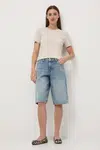 Bavlněné šortky Medicine modrá barva, high waist