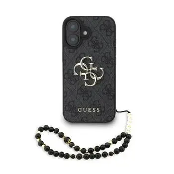 Zadní kryt Guess PU 4G Metal Logo Strap pro Apple iPhone 15 Pro, černá