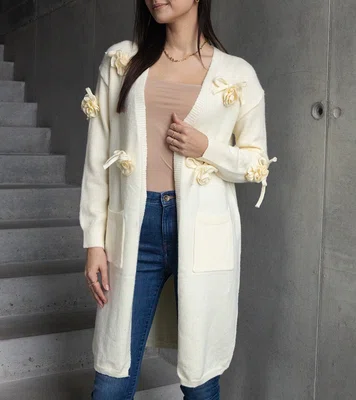 Gemre Long White Cardigan Lira