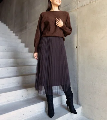 Gemre Brown set sweater and dress with tulle Sorenla
