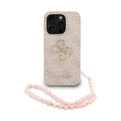 Zadní kryt Guess PU 4G Metal Logo Strap pro Apple iPhone 16 Pro Max, růžová