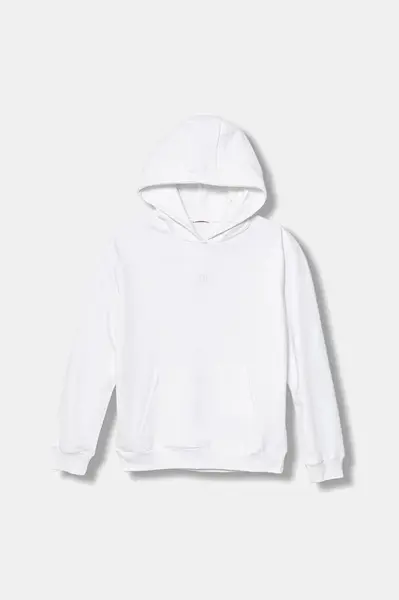 Dětská bavlněná mikina Guess bílá barva, s kapucí, hladká, J5YQ21 KAV34