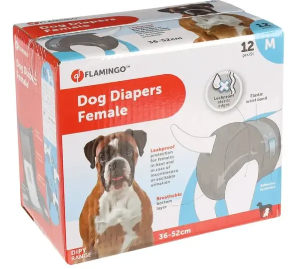 Flamingo plienkové nohavičky pre psov M - 12 ks
