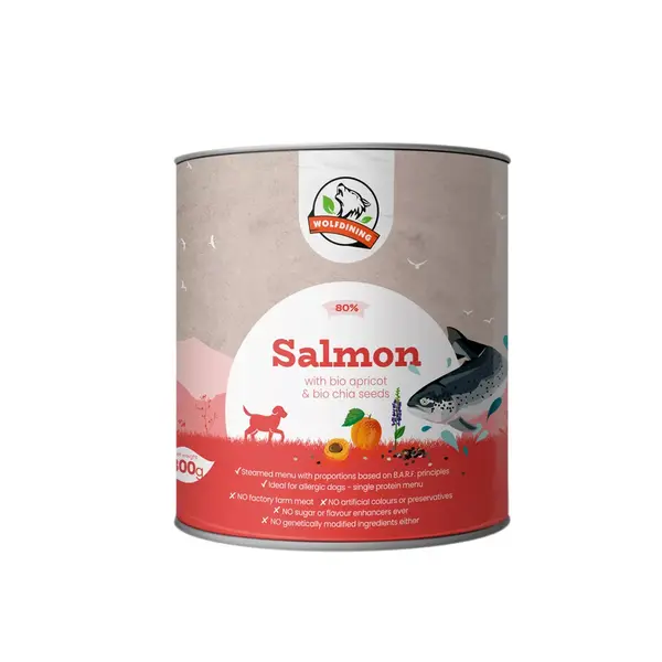 Farkaskonyha BIO lososové dusené menu pre psov 800 g