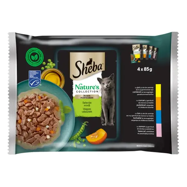 Sheba Nature's Collection vlhké krmivo pro kočky - smíšený výběr 4 x 85 g