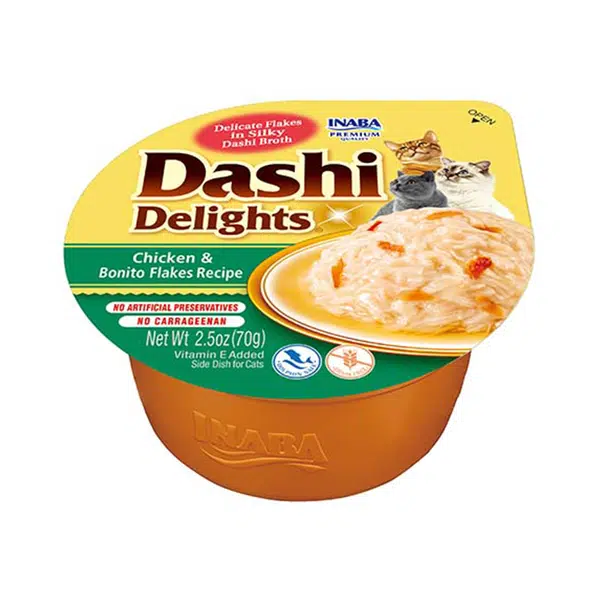 Inaba Cat Dashi Delights mokré krmivo pre mačky - kuracie, bonito vločky 70 g