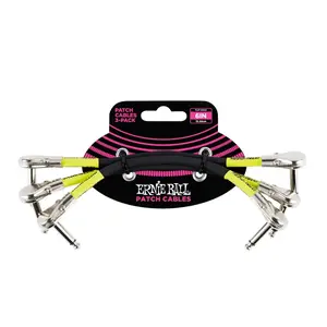 Ernie Ball 6" Flat Patch Cable Black - 3 Pack