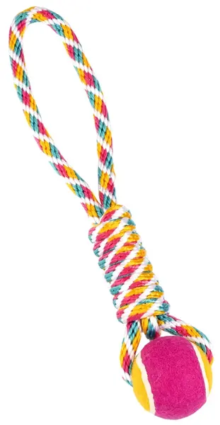 GimDog barevné žvýkací lano s tenisovým míčkem 1 ks