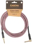 Cascha Professional Line Guitar Cable, Angled, Tweed Red, 3 m