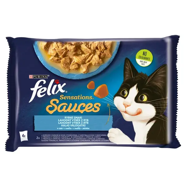 Felix Sensations Sauces výběr z ryb v omáčce - s treskou, sardinkami a zeleninou 12 x (4 x 85 g)
