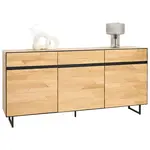 Linea Natura ŠIROKÁ KOMODA, divoký dub, černá, divoký dub, 180/90/42 cm