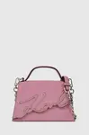 Kožená kabelka Karl Lagerfeld K/SIGNATURE růžová barva, A4W30033