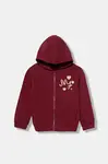 Dětská bavlněná mikina United Colors of Benetton vínová barva, s kapucí, s aplikací, 3J68G503W