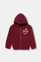 Dětská bavlněná mikina United Colors of Benetton vínová barva, s kapucí, s aplikací, 3J68G503W