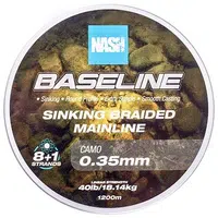 Nash splietaná šnúra baseline sinking braid camo 1200 m - 0,35 mm 18,14 kg