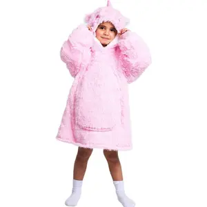 Cozy Noxxiez Jednorožec Hrejivá televízna mikinová deka s kapucňou pre deti 3 - 6 rokov