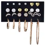 Troli Sada pozlátených kruhových náušníc a kôstok sa zirkónmi Gold / Rose Gold (12 párov)