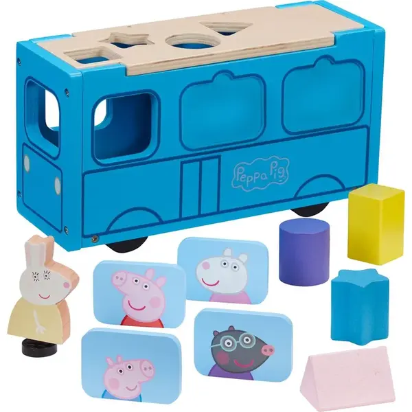 TM Toys Peppa Pig Drevený autobus vkladačka