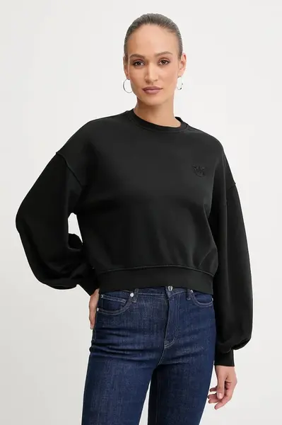Bavlněná mikina Pinko dámská, černá barva, hladká, 105510 A2RB