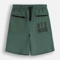 Dětské bavlněné šortky Coccodrillo zelená barva, nastavitelný pas, WILD SAFARI BOY JUNIOR