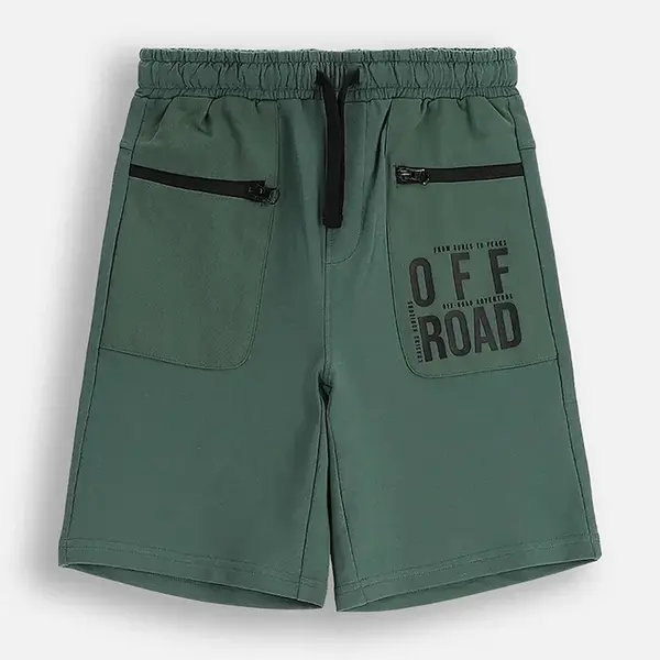 Dětské bavlněné šortky Coccodrillo zelená barva, nastavitelný pas, WILD SAFARI BOY JUNIOR