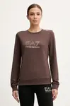 Mikina EA7 Emporio Armani dámská, hnědá barva, s potiskem, TJ9RZ.8NTM45
