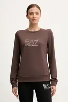 Mikina EA7 Emporio Armani dámská, hnědá barva, s potiskem, TJ9RZ.8NTM45