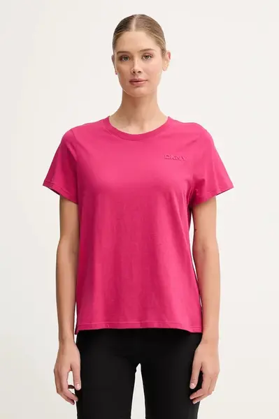 Bavlněné tričko Dkny dámské, růžová barva, DP5T1372