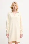 Vlněné šaty Polo Ralph Lauren béžová barva, mini, oversize, 211A91143