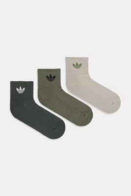 Ponožky adidas Originals 3-pack zelená barva, JV8594