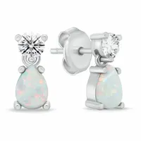 Brilio Silver Moderní stříbrné náušnice se syntetickými opály EA1187W