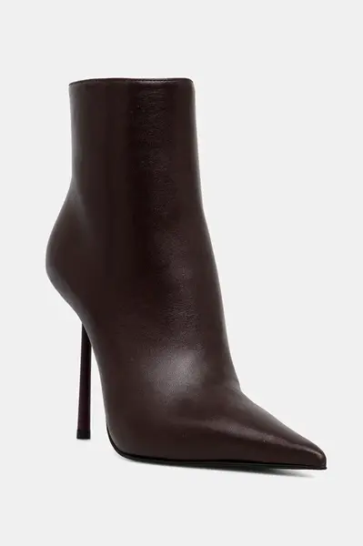 Kožené kotníkové boty Le Silla Stivaletto Bella vínová barva, na podpatku, 4217C100BMPPNEM160