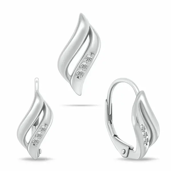 Brilio Silver Nádherný stříbrný set šperků se zirkony SET292W (náušnice, přívěsek)