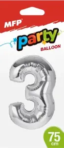 Balónek č.3 nafukovací fóliový 75 cm