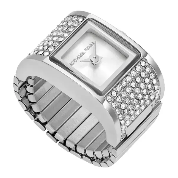 Prsten s hodinkami Michael Kors DARRINGTON - RING WATCH stříbrná barva, MK4884