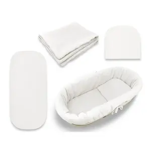 Baby Nellys Mušelínová sada do hluboké korby kočárku 4v1 Nature - smetanová