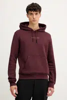 Bavlněná mikina Trussardi pánská, vínová barva, s kapucí, s potiskem, G8108000056N