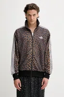 Mikina adidas Originals pánská, hnědá barva, vzorovaná, JV7578