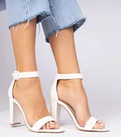 Gemre White block heel sandals with ankle strap Miledia