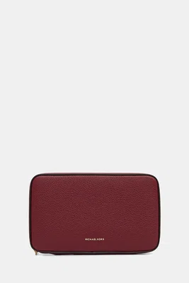 Kožená kosmetická taška MICHAEL Michael Kors vínová barva, 32T5GTMV3L