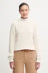 Svetr Pepe Jeans dámský, béžová barva, s pologolfem, PL7000016