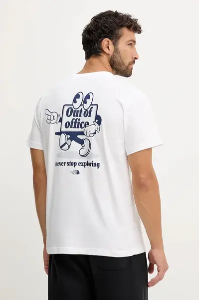 Bavlněné tričko The North Face WAMFC pánské, bílá barva, s potiskem, NF0A8C30FN41