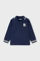 Dětské bavlněné tričko s dlouhým rukávem Mayoral tmavomodrá barva, s potiskem, 4120