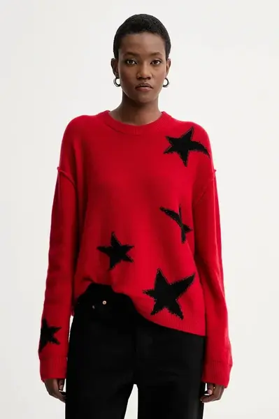 Kašmírový svetr ZADIG&VOLTAIRE dámský, červená barva, KWSW02844