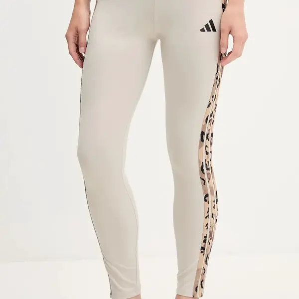 Legíny adidas Animal dámské, béžová barva, s aplikací, JM1867