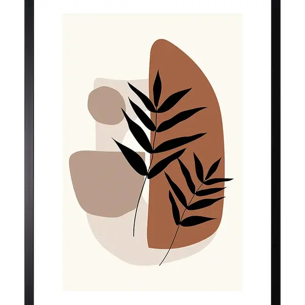 Nástěnná dekorace v rámu home & lifestyle LEAFS ON ORGANIC SHAPES 50 x 70 cm více barev