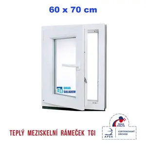 Plastové okno | 60 x 70 cm (600 x 700 mm) | bílé | otevíravé i sklopné | levé