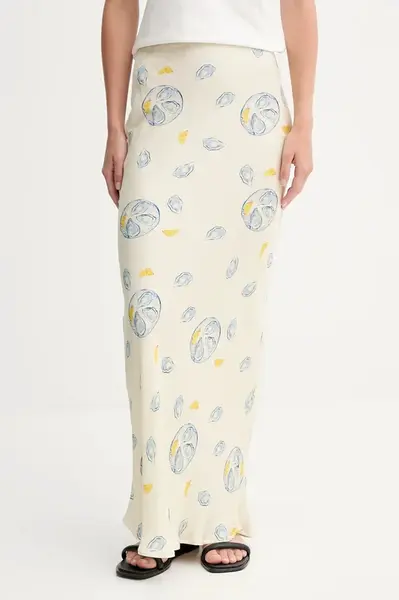 Sukně Never Fully Dressed Dorris béžová barva, maxi, áčková, NFDSK697